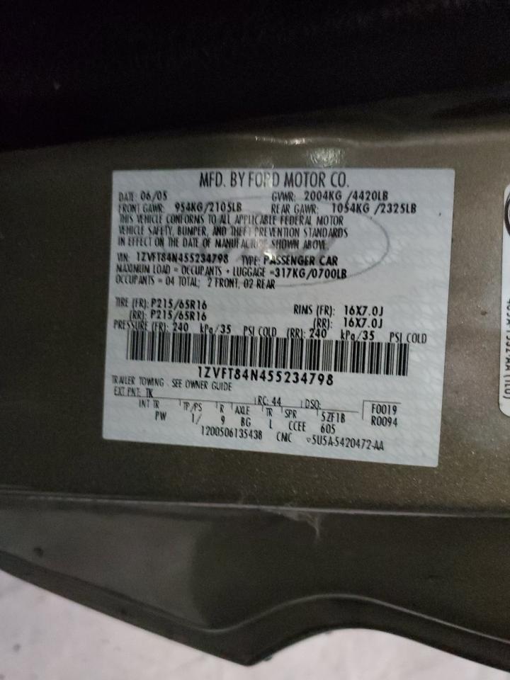 2005 Ford Mustang VIN: 1ZVFT84N455234798 Lot: 89890815