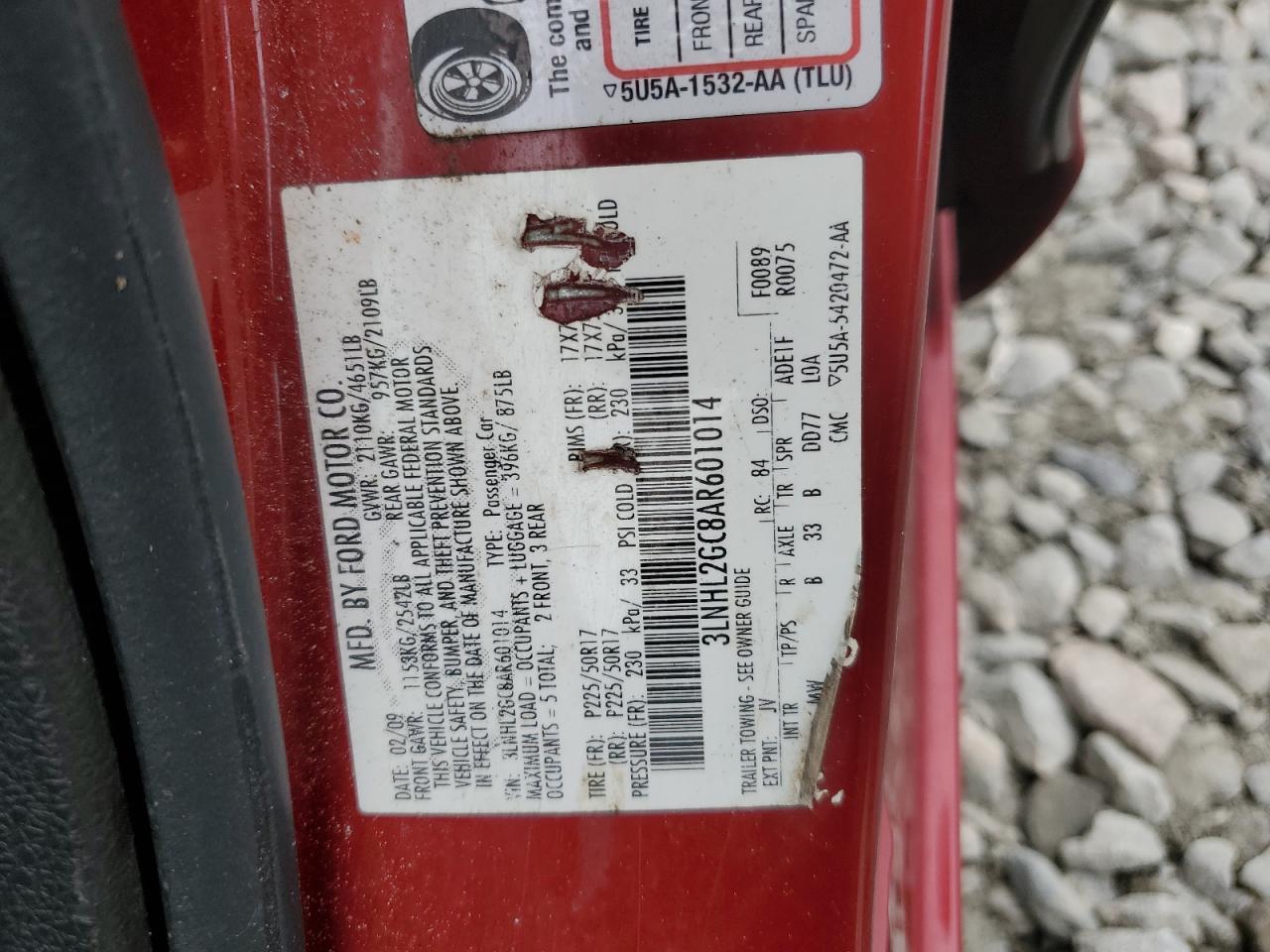 2010 Lincoln Mkz VIN: 3LNHL2GC8AR601014 Lot: 85862375