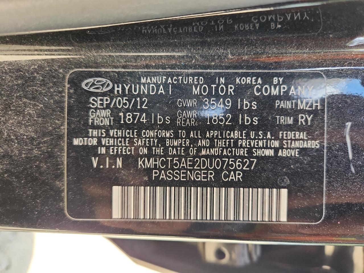 2013 Hyundai Accent Gls VIN: KMHCT5AE2DU075627 Lot: 81994395