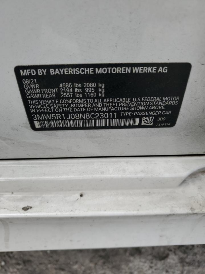 2022 BMW 330I VIN: 3MW5R1J08N8C23011 Lot: 87037195