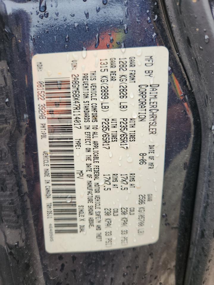 2007 Chrysler Pacifica Touring VIN: 2A8GM68X47R114017 Lot: 85843625