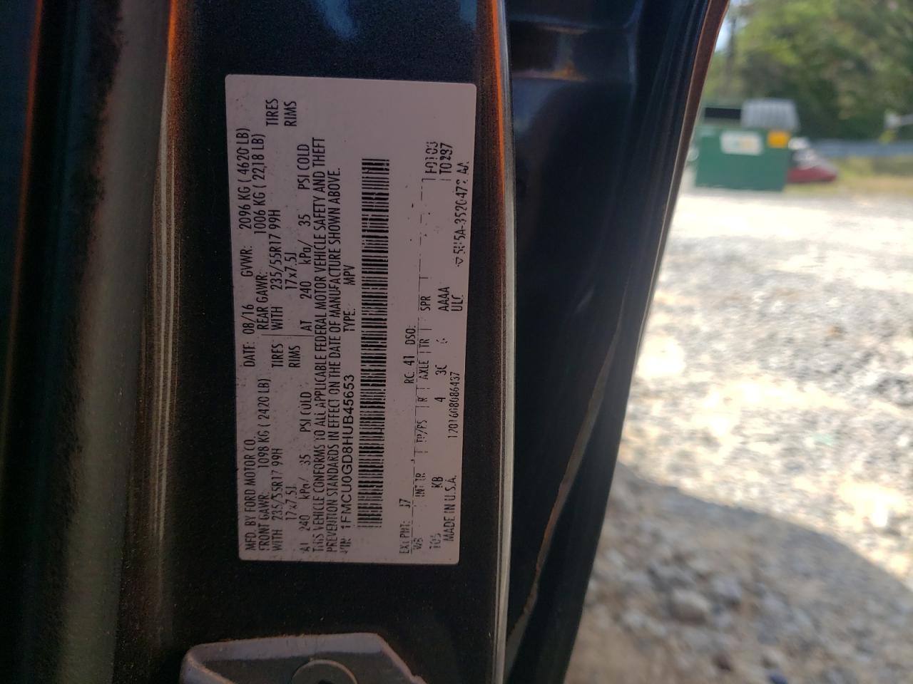 2017 Ford Escape Se VIN: 1FMCU0GD8HUB45653 Lot: 82350585