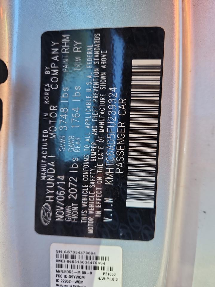 2015 Hyundai Veloster VIN: KMHTC6AD5FU239324 Lot: 89527895