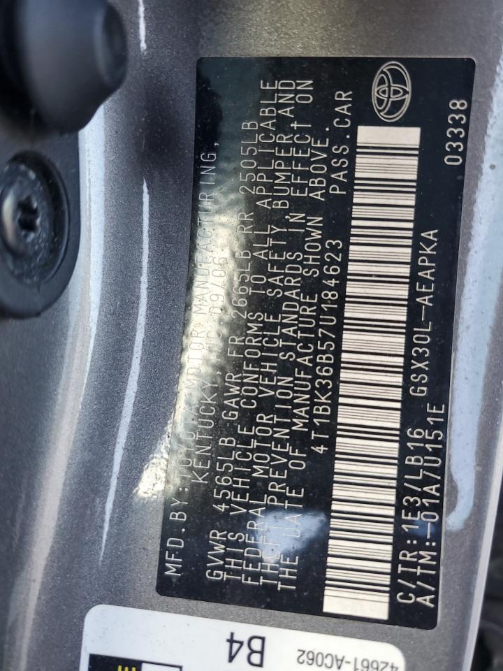 2007 Toyota Avalon Xl VIN: 4T1BK36B57U184623 Lot: 90011465