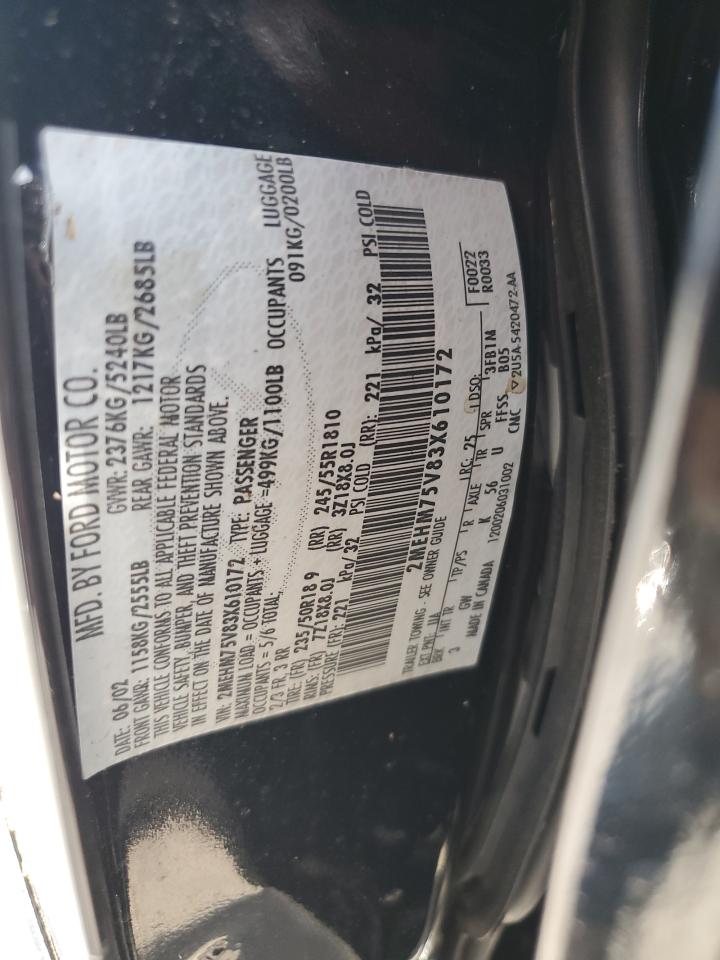 2003 Mercury Marauder VIN: 2MEHM75V83X610172 Lot: 86983815