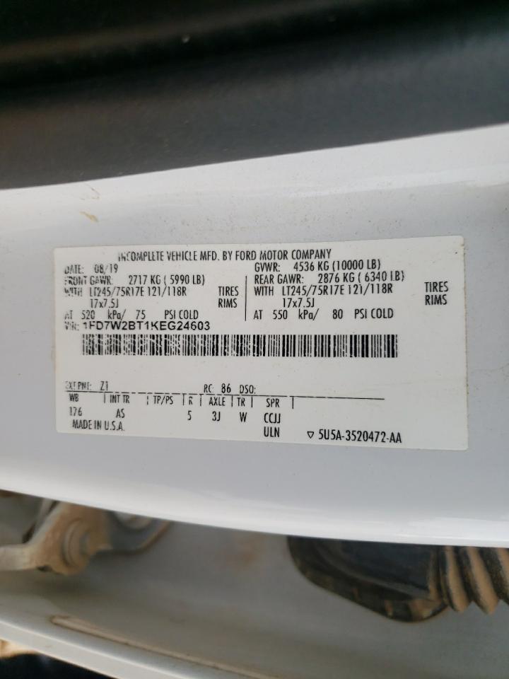 2019 Ford F250 Super Duty VIN: 1FD7W2BT1KEG24603 Lot: 85556995
