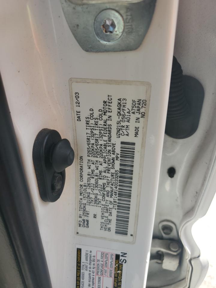 2004 Toyota 4Runner Sr5 VIN: JTEBT14R140033265 Lot: 85168415