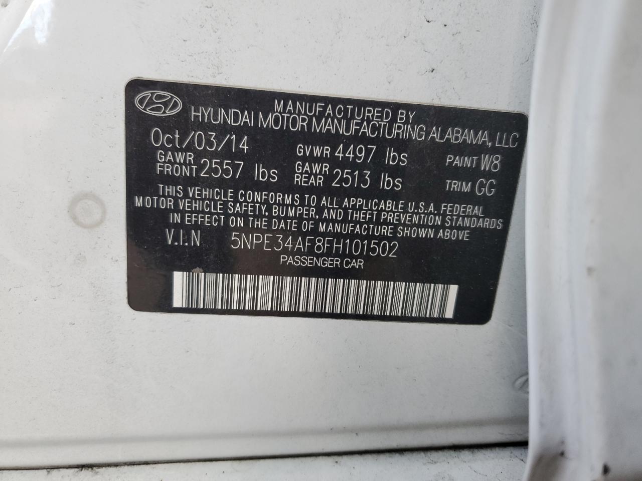 2015 Hyundai Sonata Sport VIN: 5NPE34AF8FH101502 Lot: 86189665