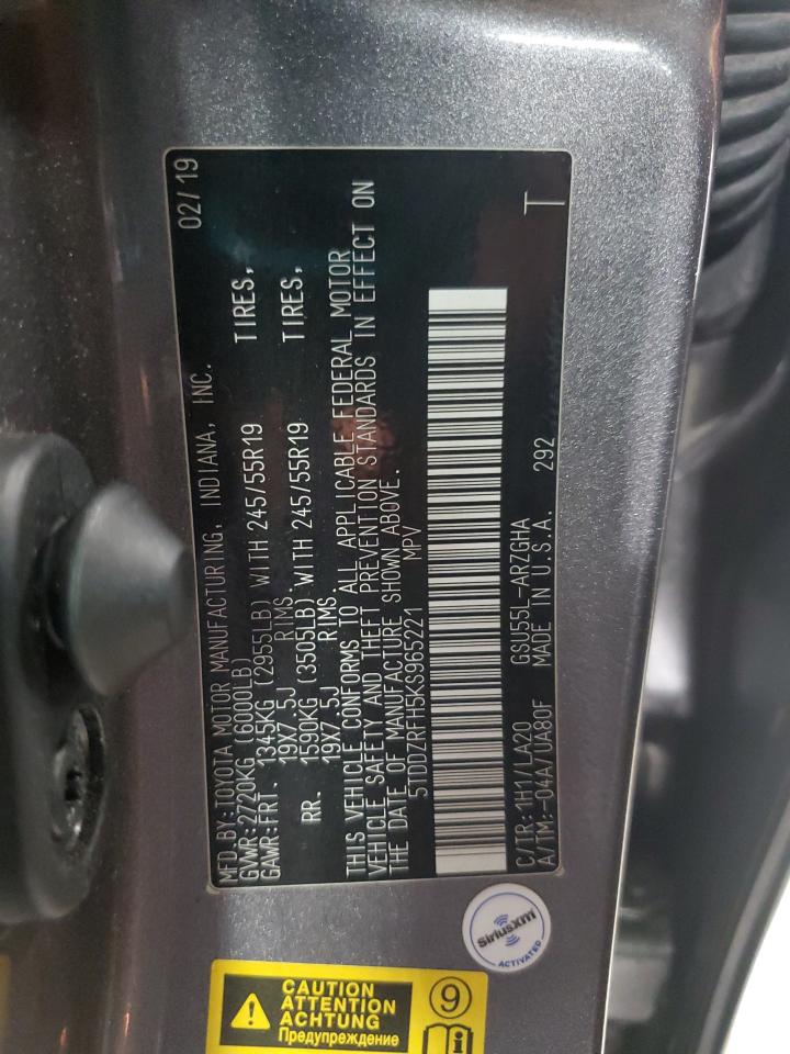2019 Toyota Highlander Limited VIN: 5TDDZRFH5KS965221 Lot: 82009665