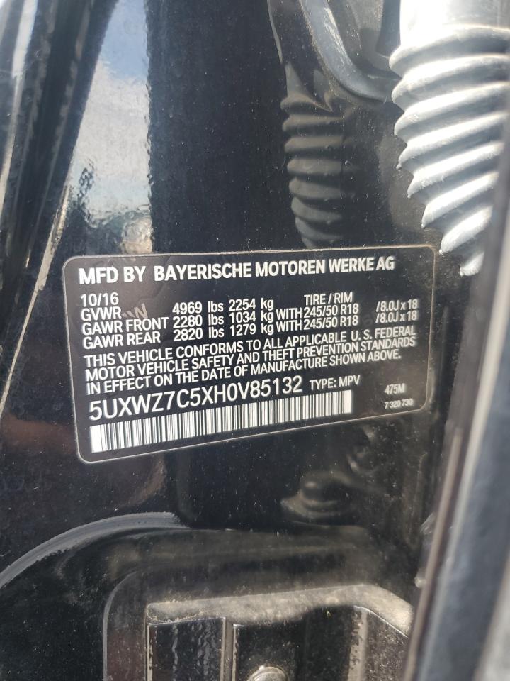 2017 BMW X3 Sdrive28I VIN: 5UXWZ7C5XH0V85132 Lot: 82264555