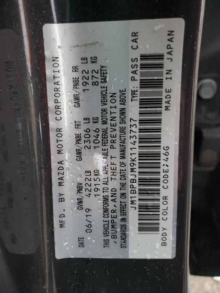 2019 Mazda 3 VIN: JM1BPBJM9K1143737 Lot: 90024645