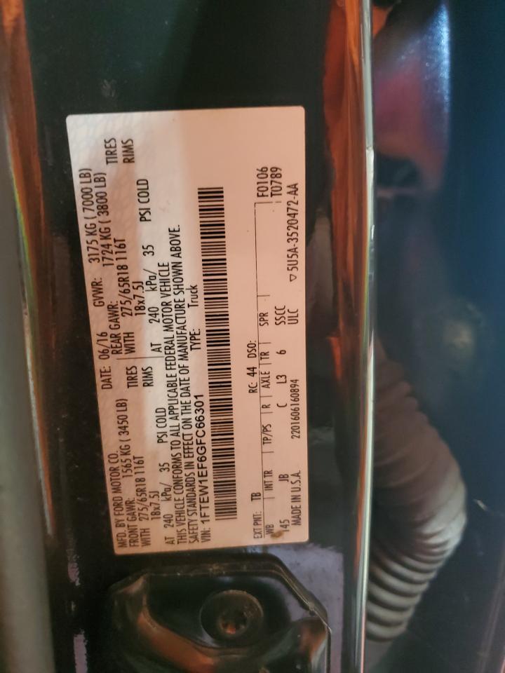 2016 Ford F150 Supercrew VIN: 1FTEW1EF6GFC66301 Lot: 82378955