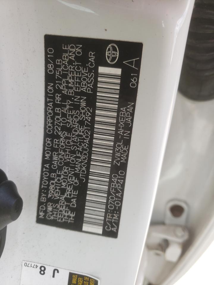 2010 Toyota Prius VIN: JTDKN3DU9A0217492 Lot: 85525515