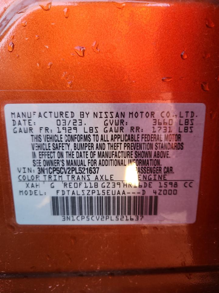 2023 Nissan Kicks Sv VIN: 3N1CP5CV2PL521637 Lot: 90054225