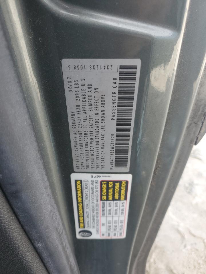 2008 Volkswagen Rabbit VIN: WVWBA71K88W011920 Lot: 85683945