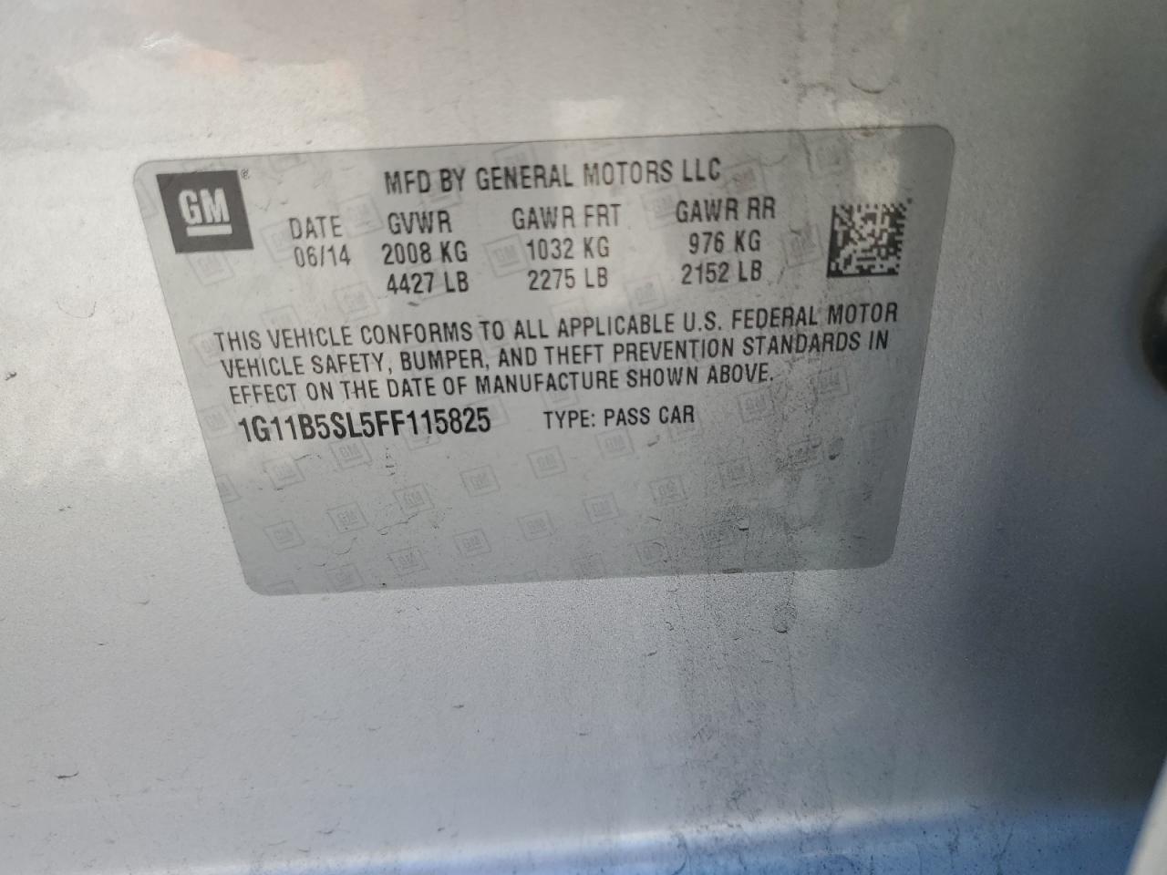 2015 Chevrolet Malibu Ls VIN: 1G11B5SL5FF115825 Lot: 81937215