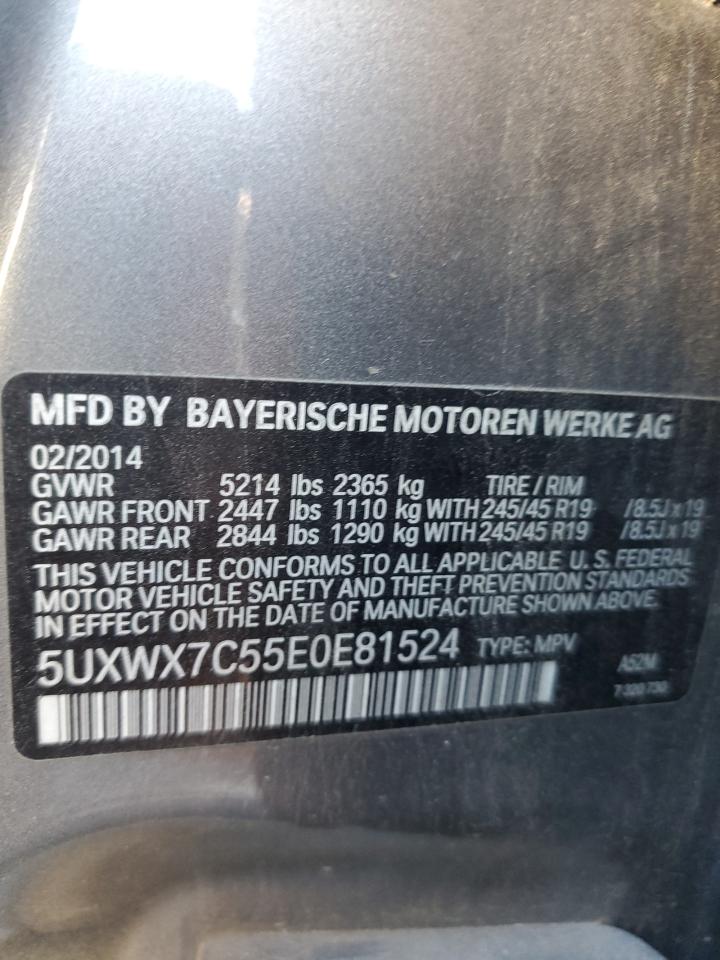 2014 BMW X3 xDrive35I VIN: 5UXWX7C55E0E81524 Lot: 82418135
