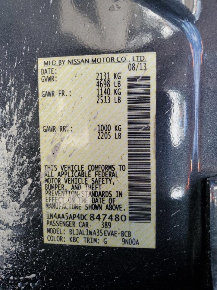 2013 Nissan Maxima S VIN: 1N4AA5AP4DC847480 Lot: 86614495