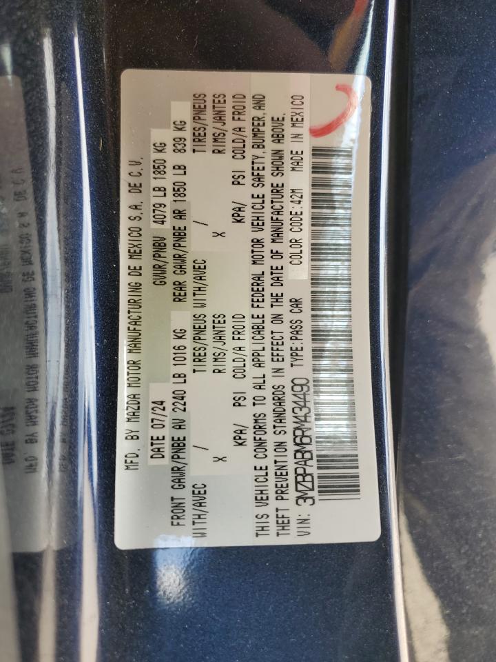 2024 Mazda 3 Select Sport VIN: 3MZBPABM6RM434490 Lot: 82634275