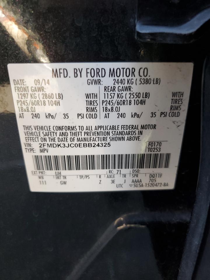 2014 Ford Edge Sel VIN: 2FMDK3JC0EBB24325 Lot: 84906965