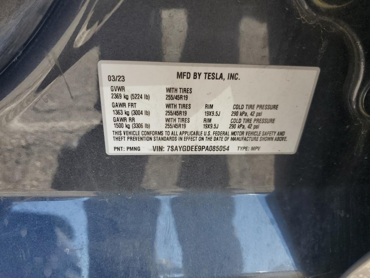 2023 Tesla Model Y VIN: 7SAYGDEE9PA085054 Lot: 90230175