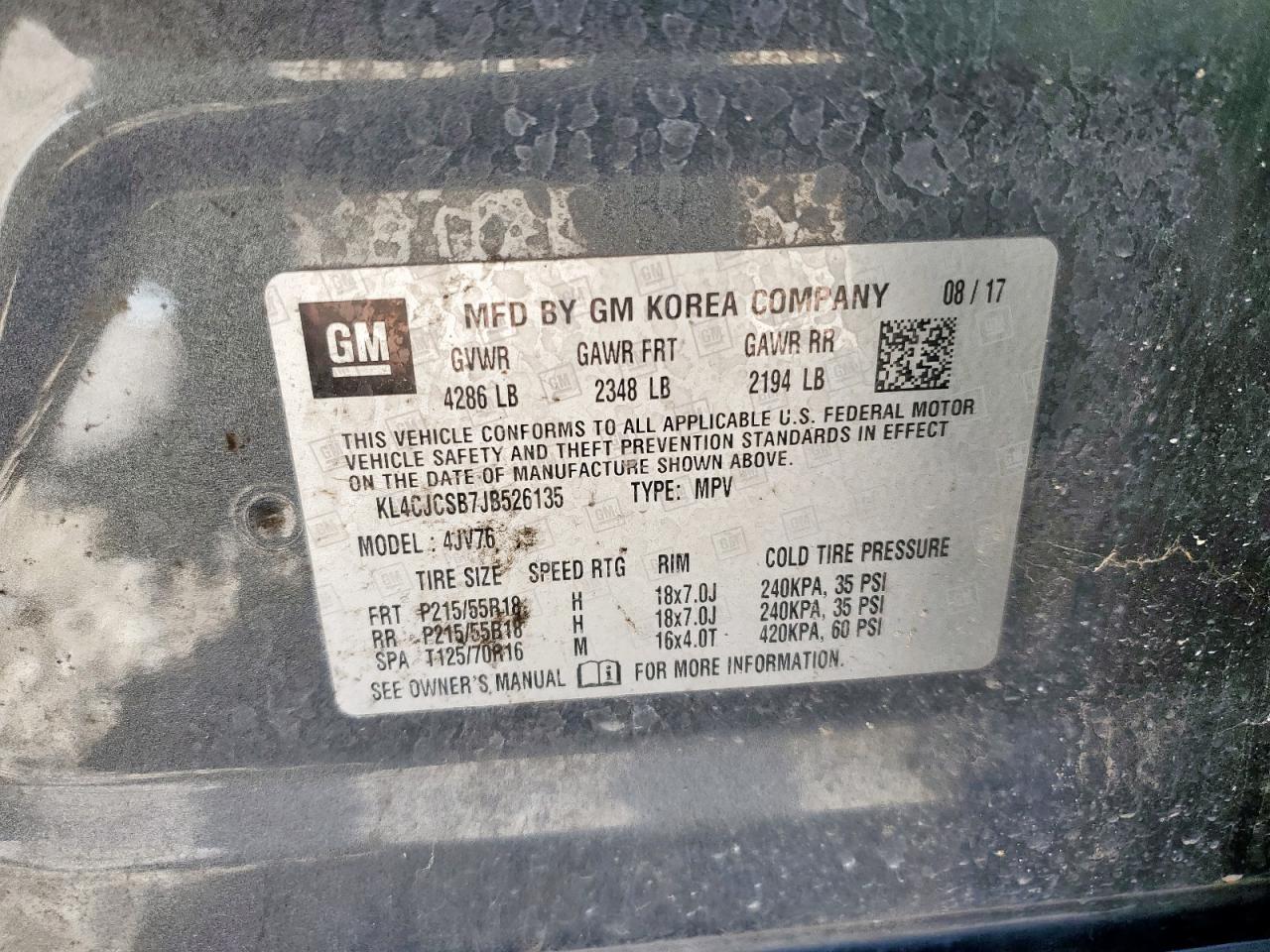 2018 Buick Encore Essence VIN: KL4CJCSB7JB526135 Lot: 90312745