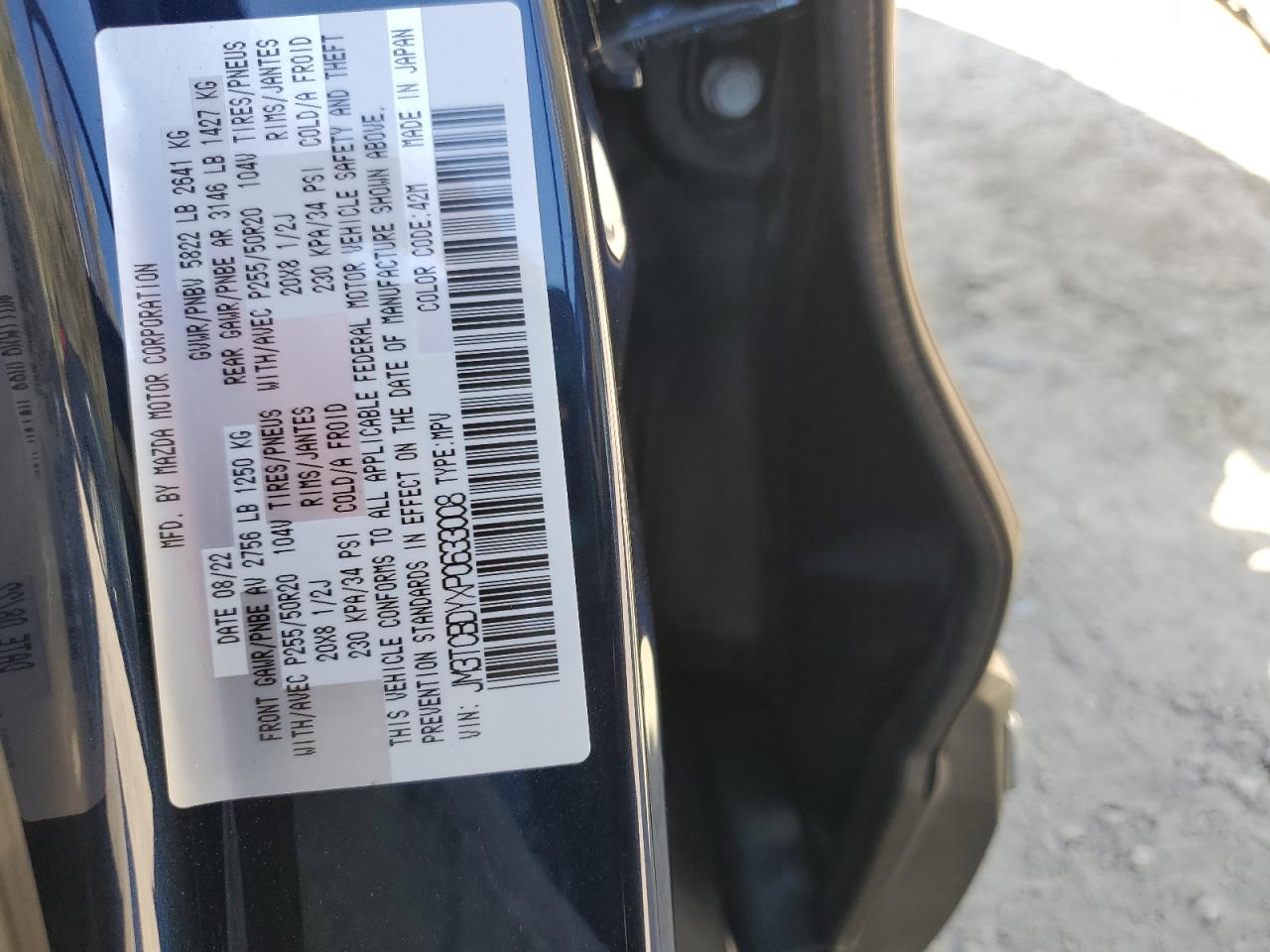 2023 Mazda Cx-9 Grand Touring VIN: JM3TCBDYXP0633008 Lot: 85302485