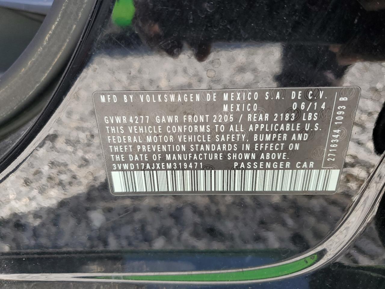 2014 Volkswagen Jetta Se VIN: 3VWD17AJXEM319471 Lot: 85298255