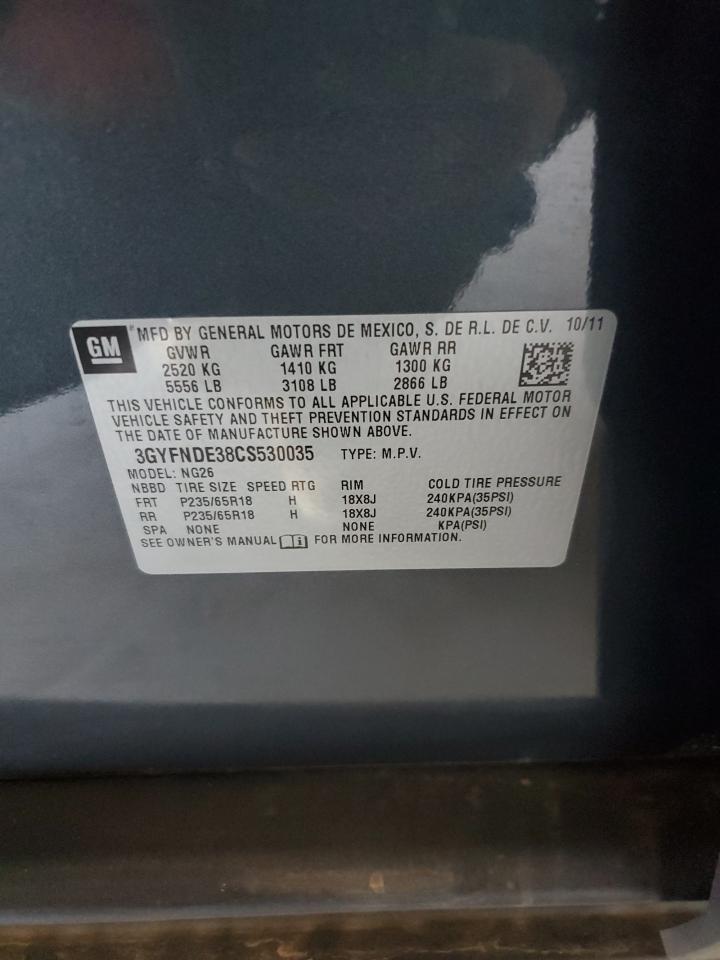 2012 Cadillac Srx Luxury Collection VIN: 3GYFNDE38CS530035 Lot: 90543775