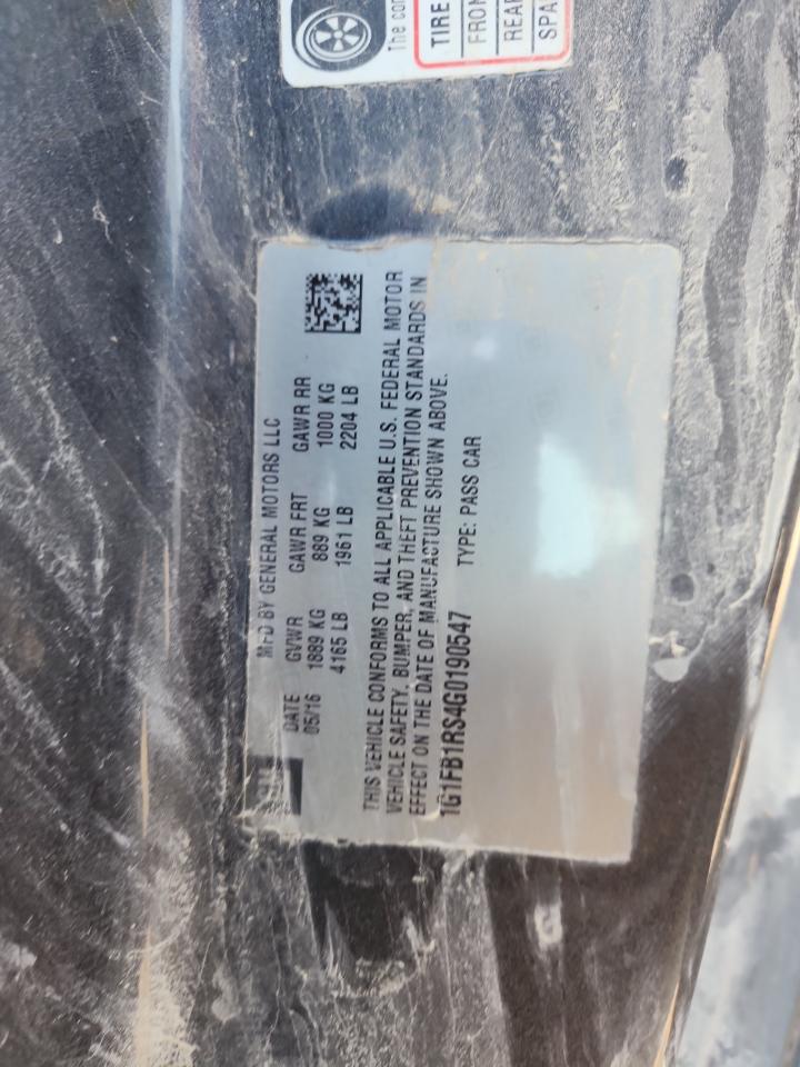 2016 Chevrolet Camaro Lt VIN: 1G1FB1RS4G0190547 Lot: 84760615