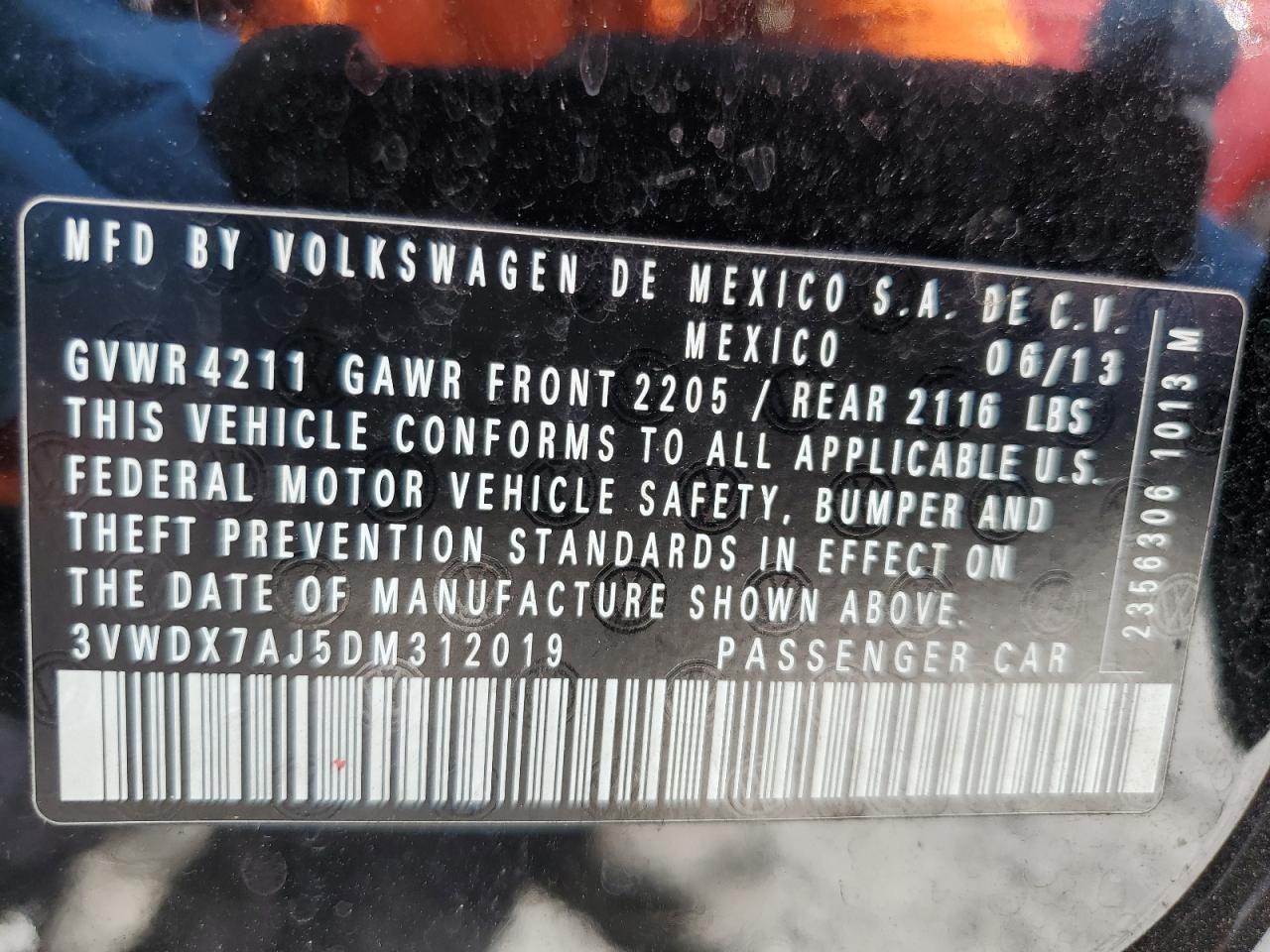2013 Volkswagen Jetta Se VIN: 3VWDX7AJ5DM312019 Lot: 85902895