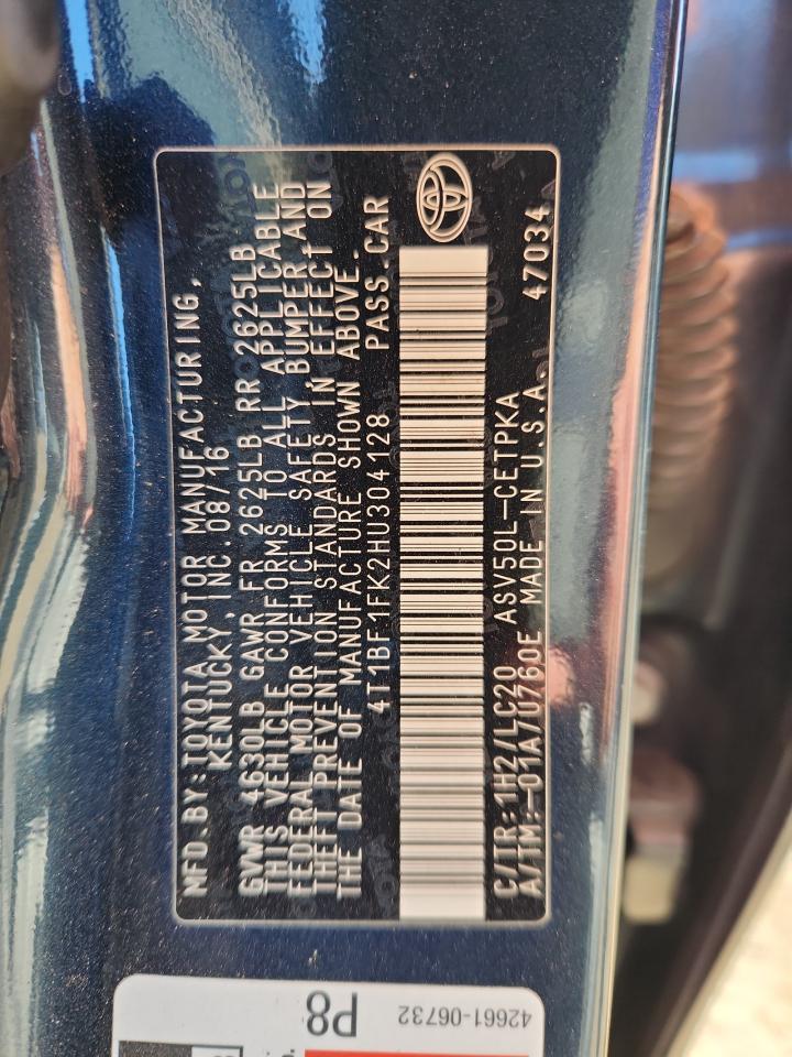 2017 Toyota Camry Le VIN: 4T1BF1FK2HU304128 Lot: 84978285