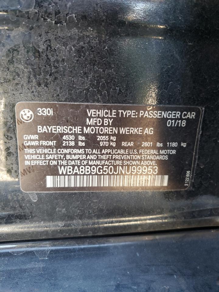 2018 BMW 330 I VIN: WBA8B9G50JNU99953 Lot: 85139115