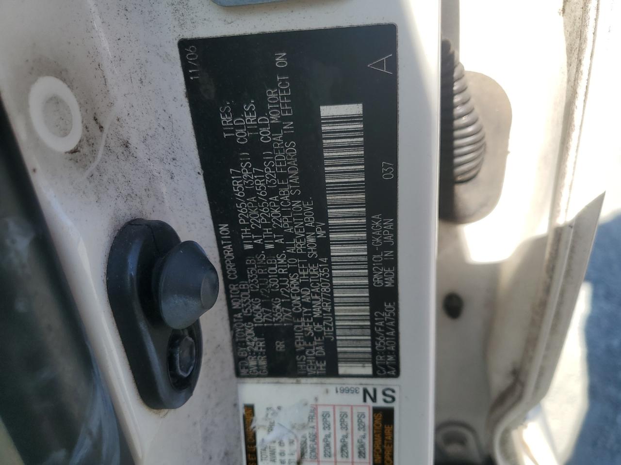 2007 Toyota 4Runner Sr5 VIN: JTEZU14R778073514 Lot: 87088545