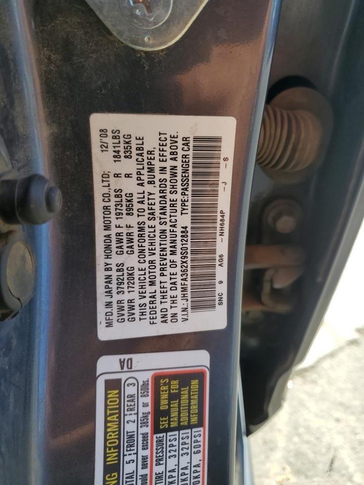 2009 Honda Civic Hybrid VIN: JHMFA362X9S012884 Lot: 82175145