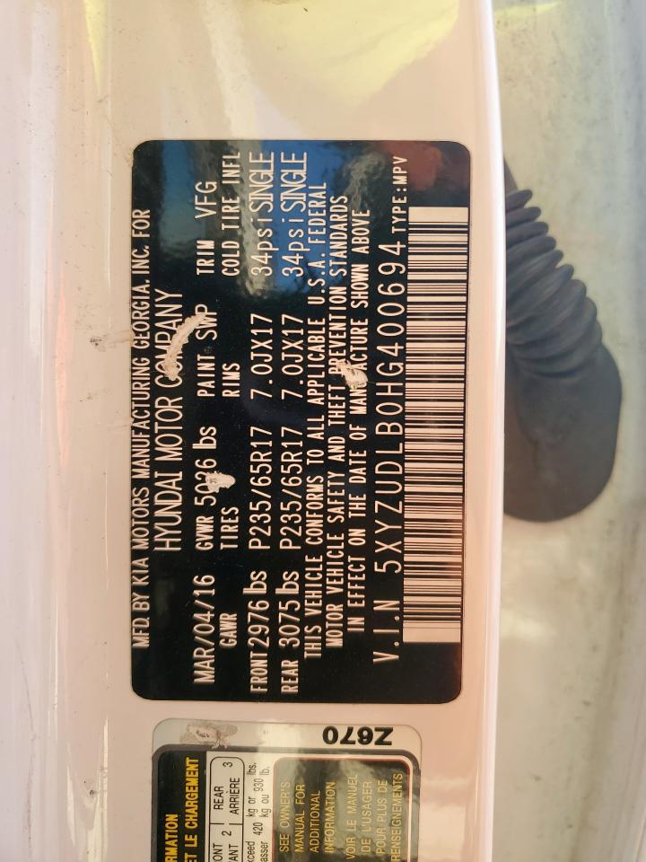 2017 Hyundai Santa Fe Sport VIN: 5XYZUDLB0HG400694 Lot: 86504635