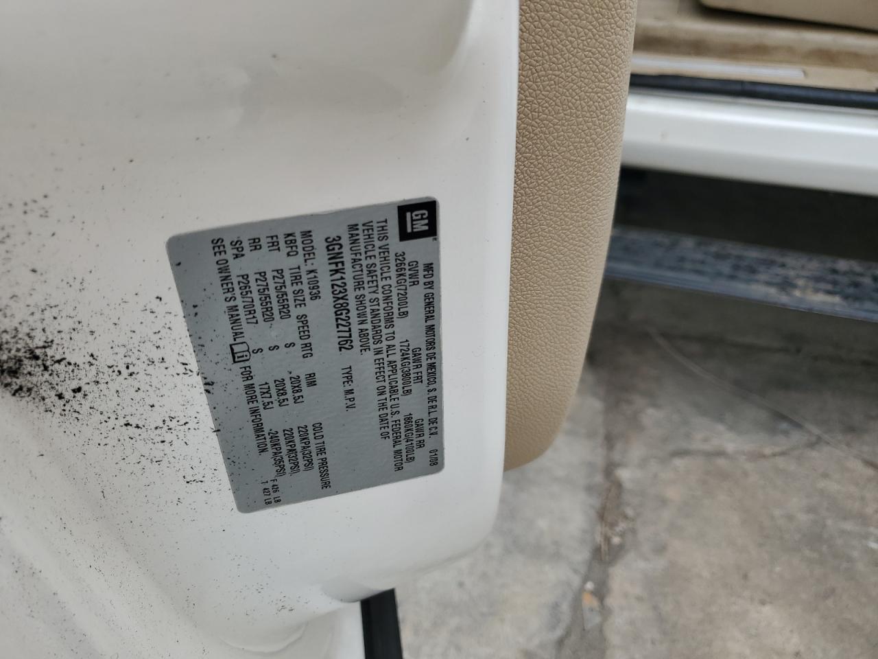 2008 Chevrolet Avalanche K1500 VIN: 3GNFK123X8G227762 Lot: 85338385