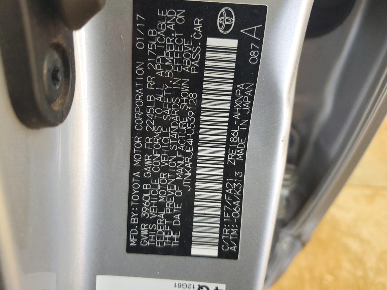 2017 Toyota Corolla Im VIN: JTNKARJE4HJ539128 Lot: 85089395