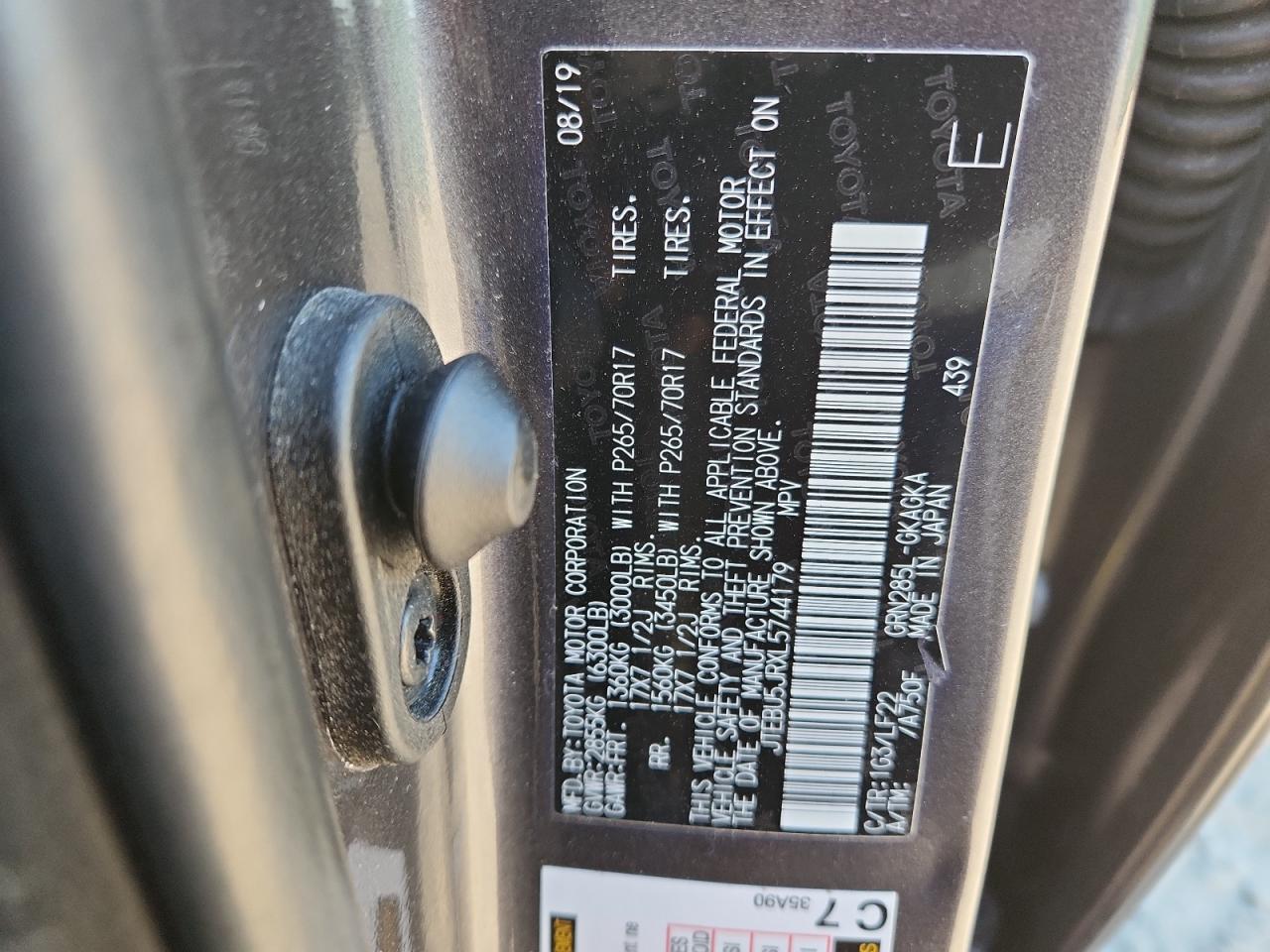 2020 Toyota 4Runner Sr5/Sr5 Premium VIN: JTEBU5JRXL5744179 Lot: 83825845