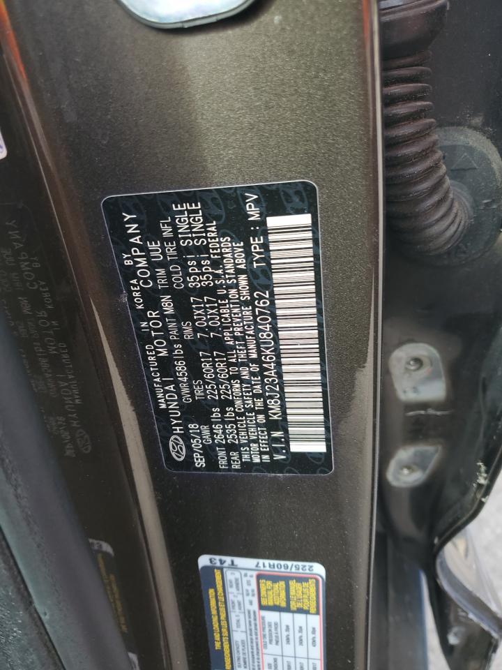 2019 Hyundai Tucson Se VIN: KM8J23A46KU840762 Lot: 84718785