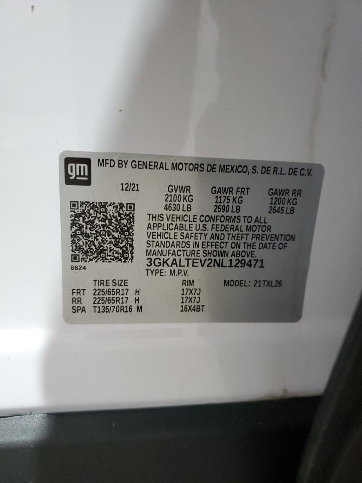 2022 GMC Terrain Sle VIN: 3GKALTEV2NL129471 Lot: 89836855