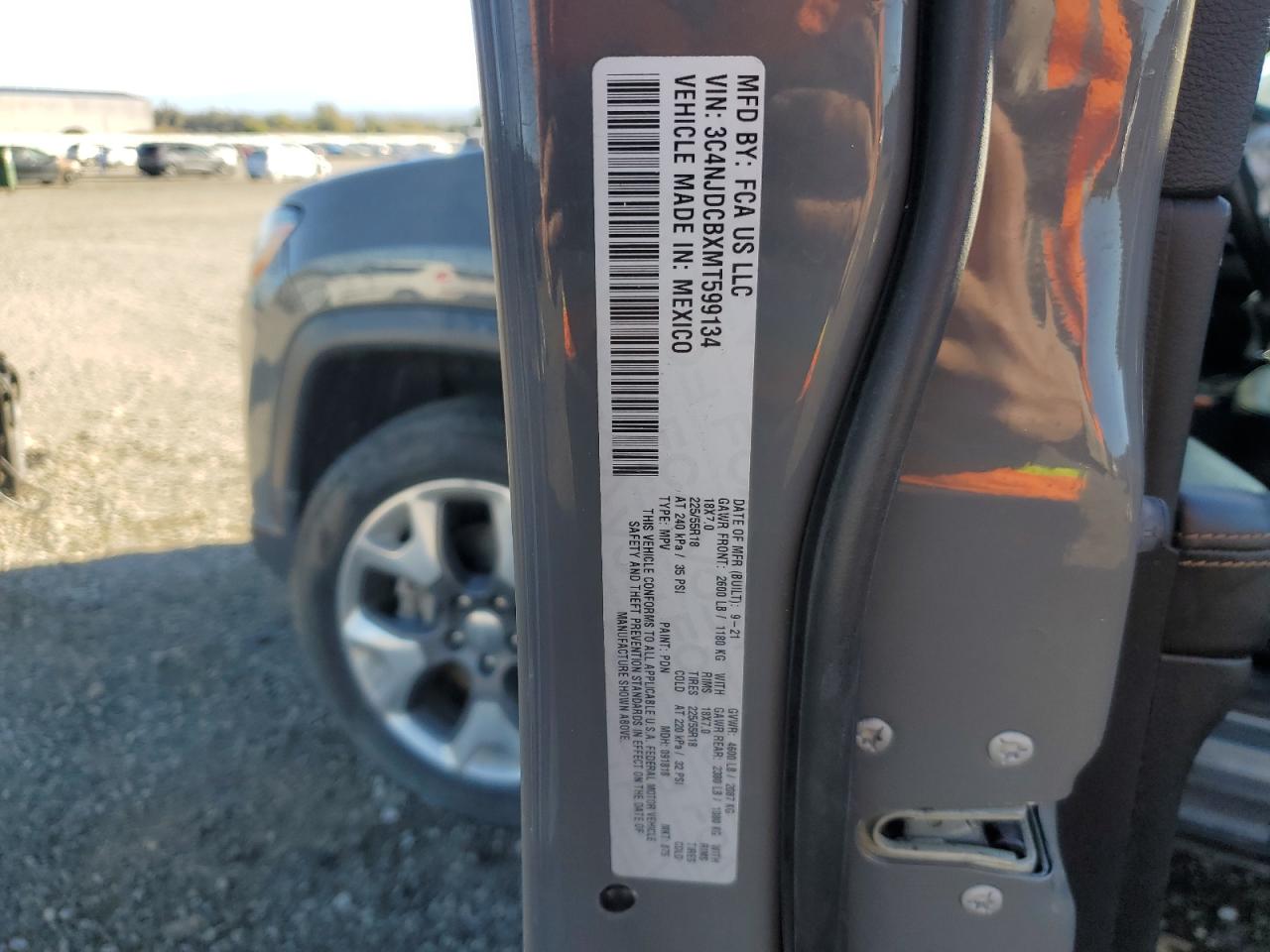 2021 Jeep Compass Limited VIN: 3C4NJDCBXMT599134 Lot: 82280575