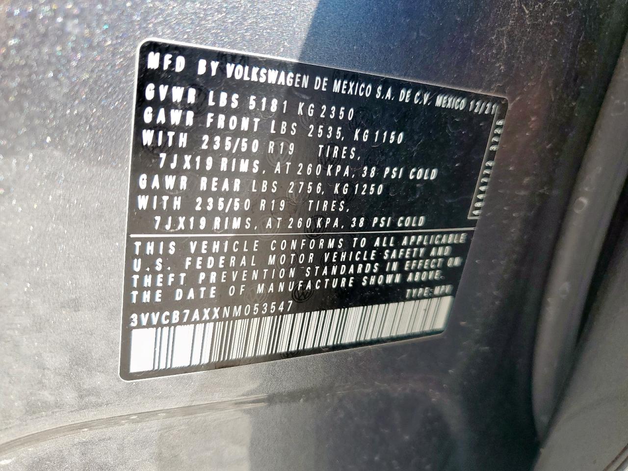 2022 Volkswagen Tiguan Se R-Line Black VIN: 3VVCB7AXXNM053547 Lot: 81660735