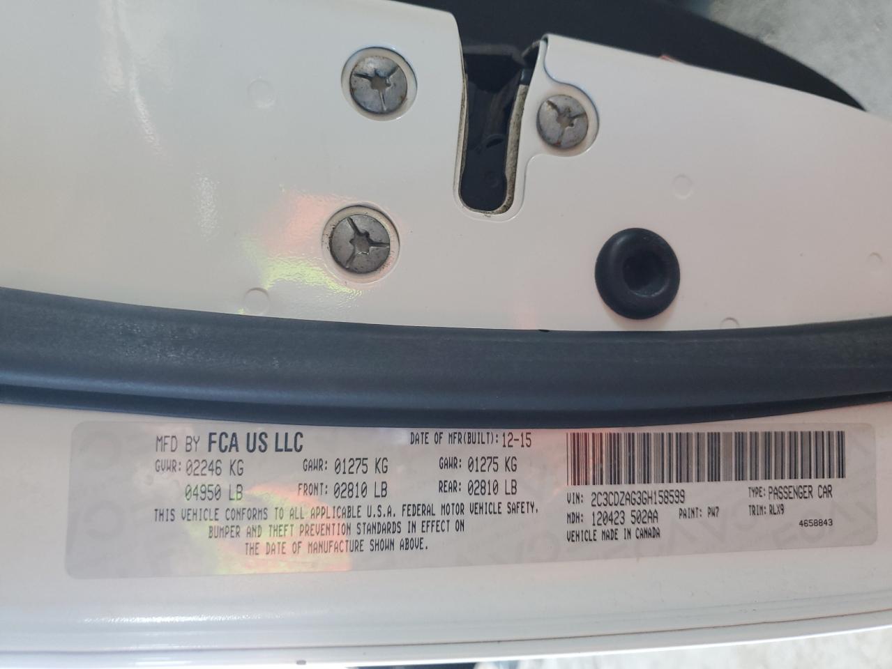 2016 Dodge Challenger Sxt VIN: 2C3CDZAG3GH158599 Lot: 84835845