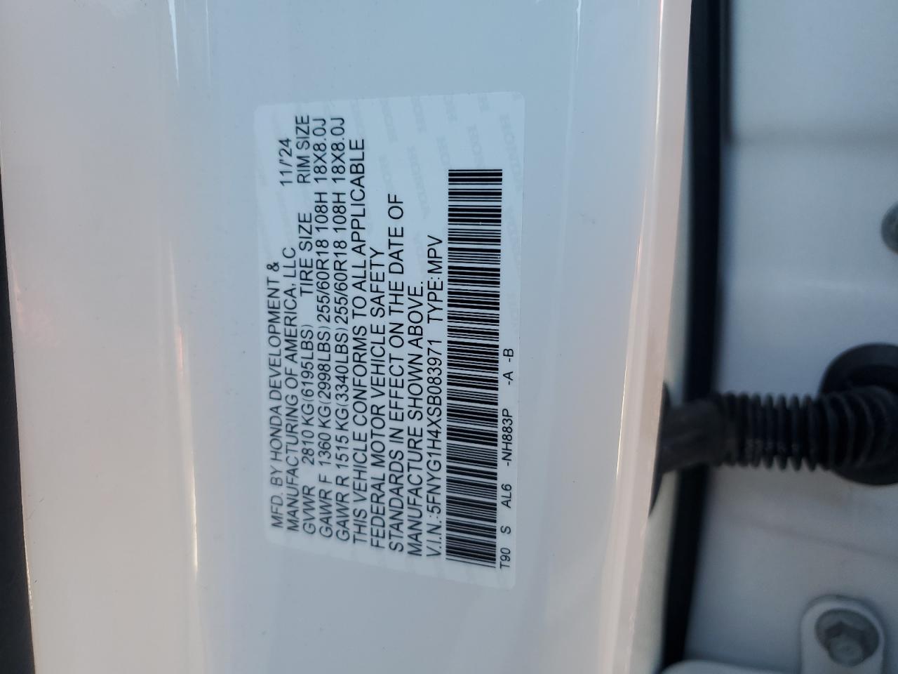 2025 Honda Pilot Exl VIN: 5FNYG1H4XSB083971 Lot: 85877845