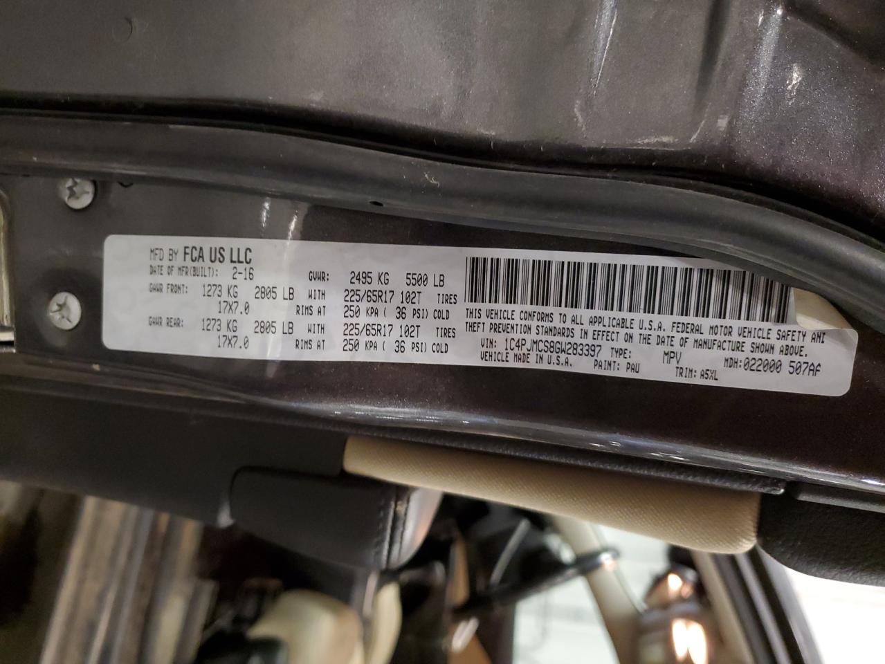 2016 Jeep Cherokee Latitude VIN: 1C4PJMCS8GW283397 Lot: 87125625