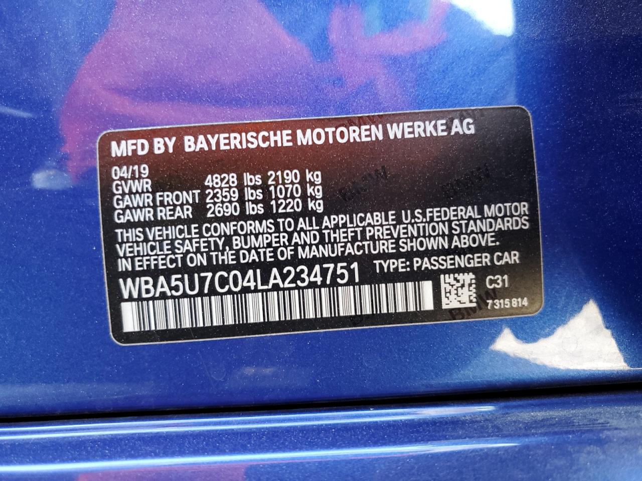 2020 BMW M340I VIN: WBA5U7C04LA234751 Lot: 86326765