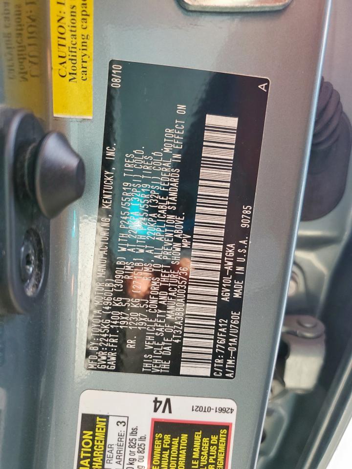 2010 Toyota Venza VIN: 4T3ZA3BB0AU035736 Lot: 81985975