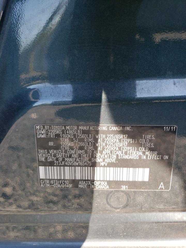 2011 Toyota Rav4 VIN: 2T3JF4DV5BW165475 Lot: 81008245