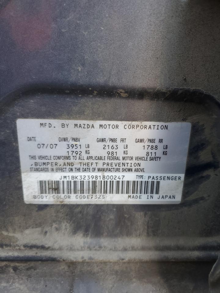 2008 Mazda 3 S VIN: JM1BK323981800247 Lot: 82738305